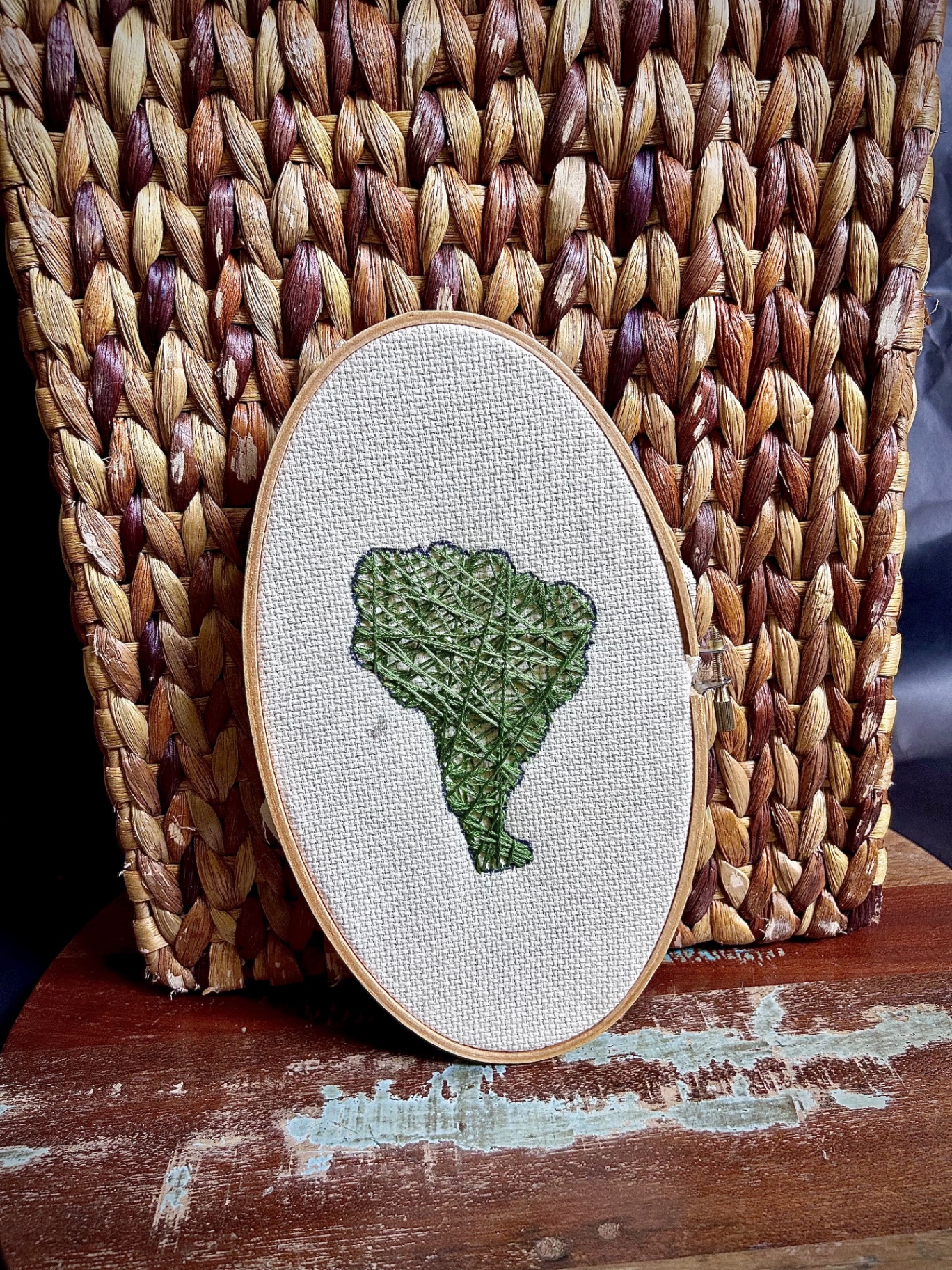 Stitched South America Hoop